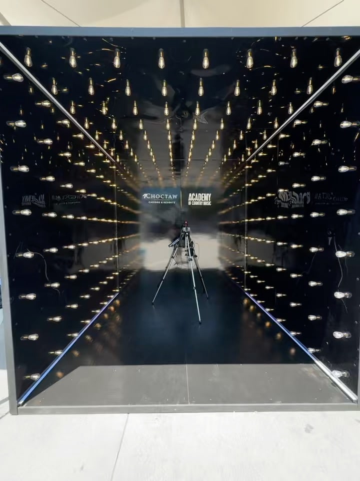 Choctaw Casinos and ACM Awards Infinity Booth installed with illuminated mirrored walls and its capture camera