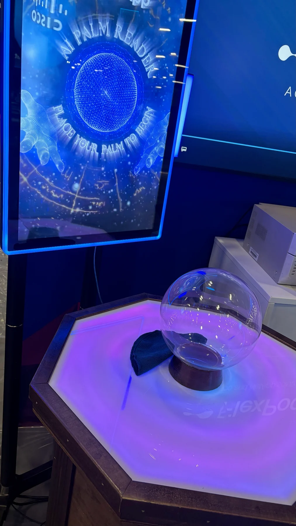 Palm reader glass scanning surface and screen detail