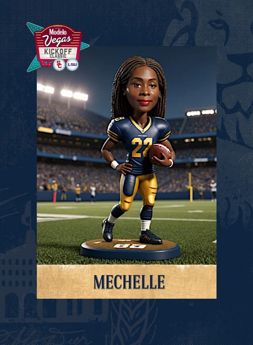Mechelle’s Modelo Vegas Kickoff Classic personalized AI football card