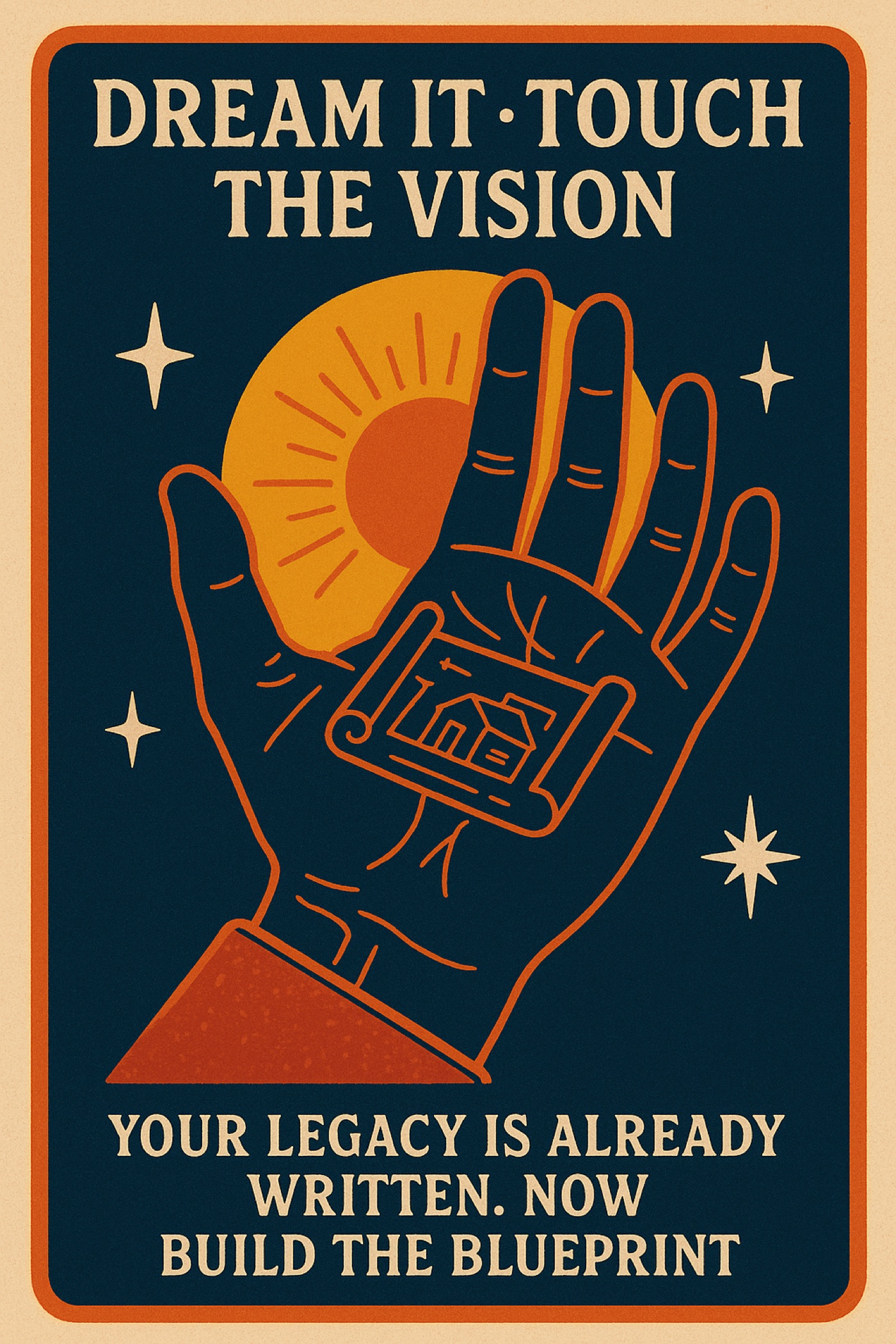 Custom retro-futurist AI Palm Reader result artwork
