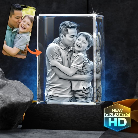 The signature portrait: finished engraved crystal product example