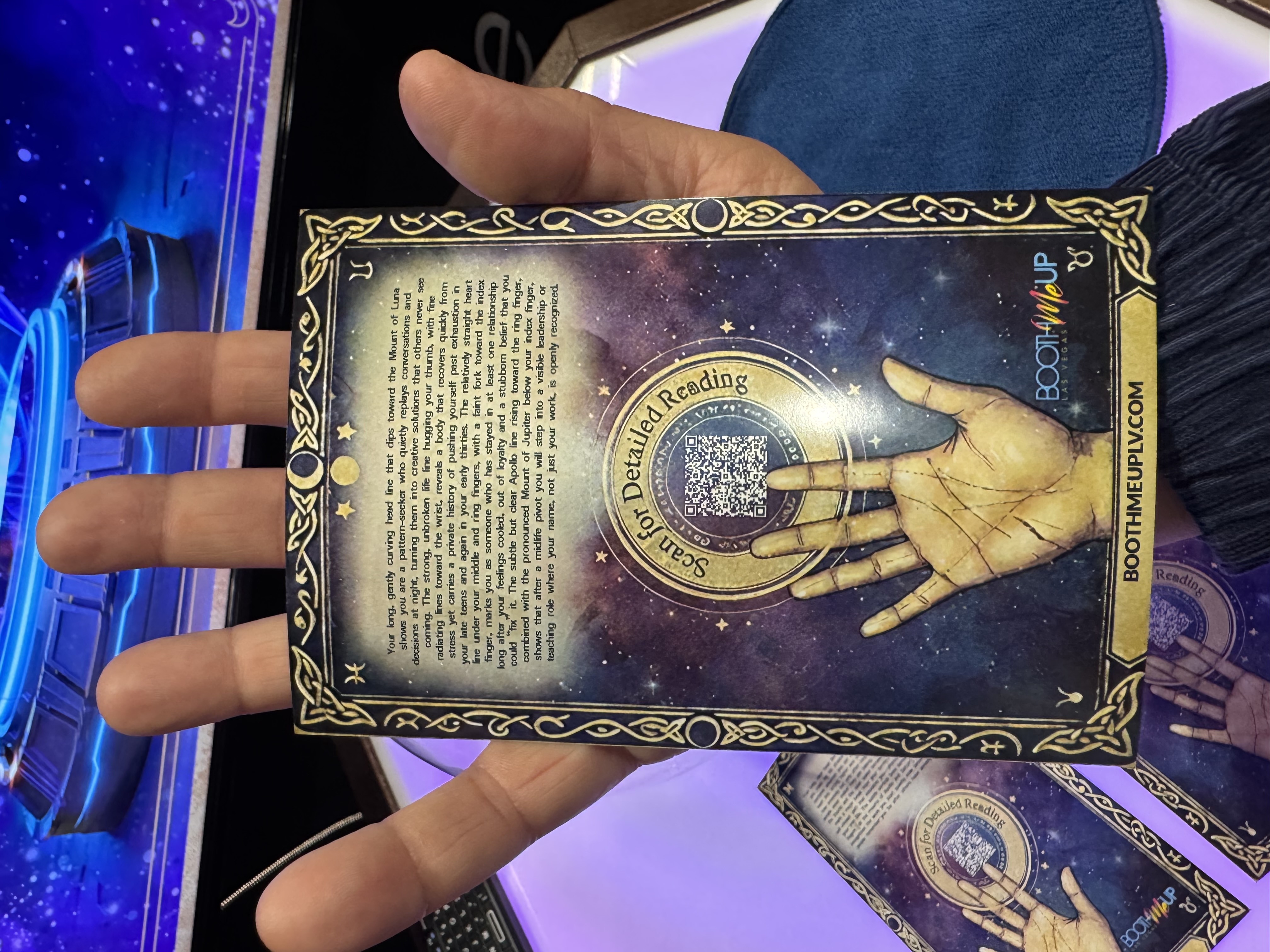 Printed palm-reading keepsake