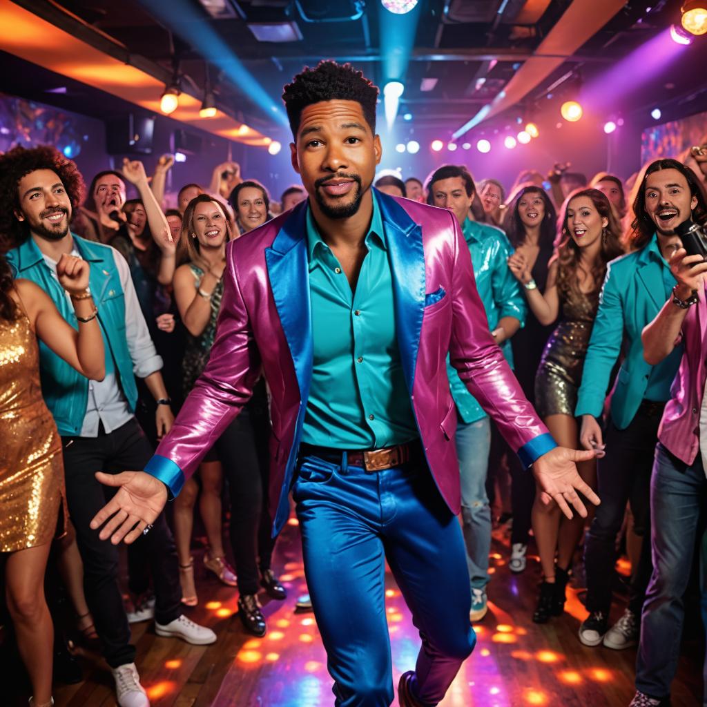 AI-generated disco character transformation