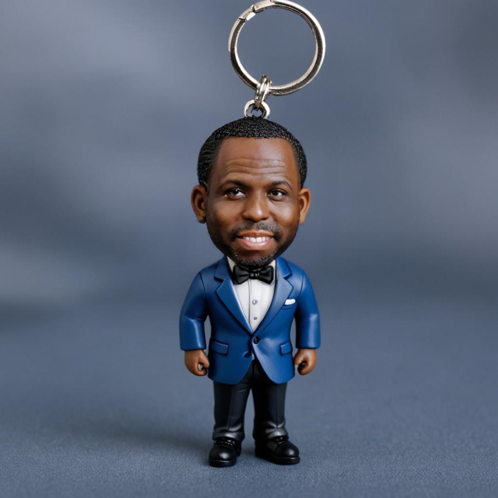 AI-generated personalized character keyring concept