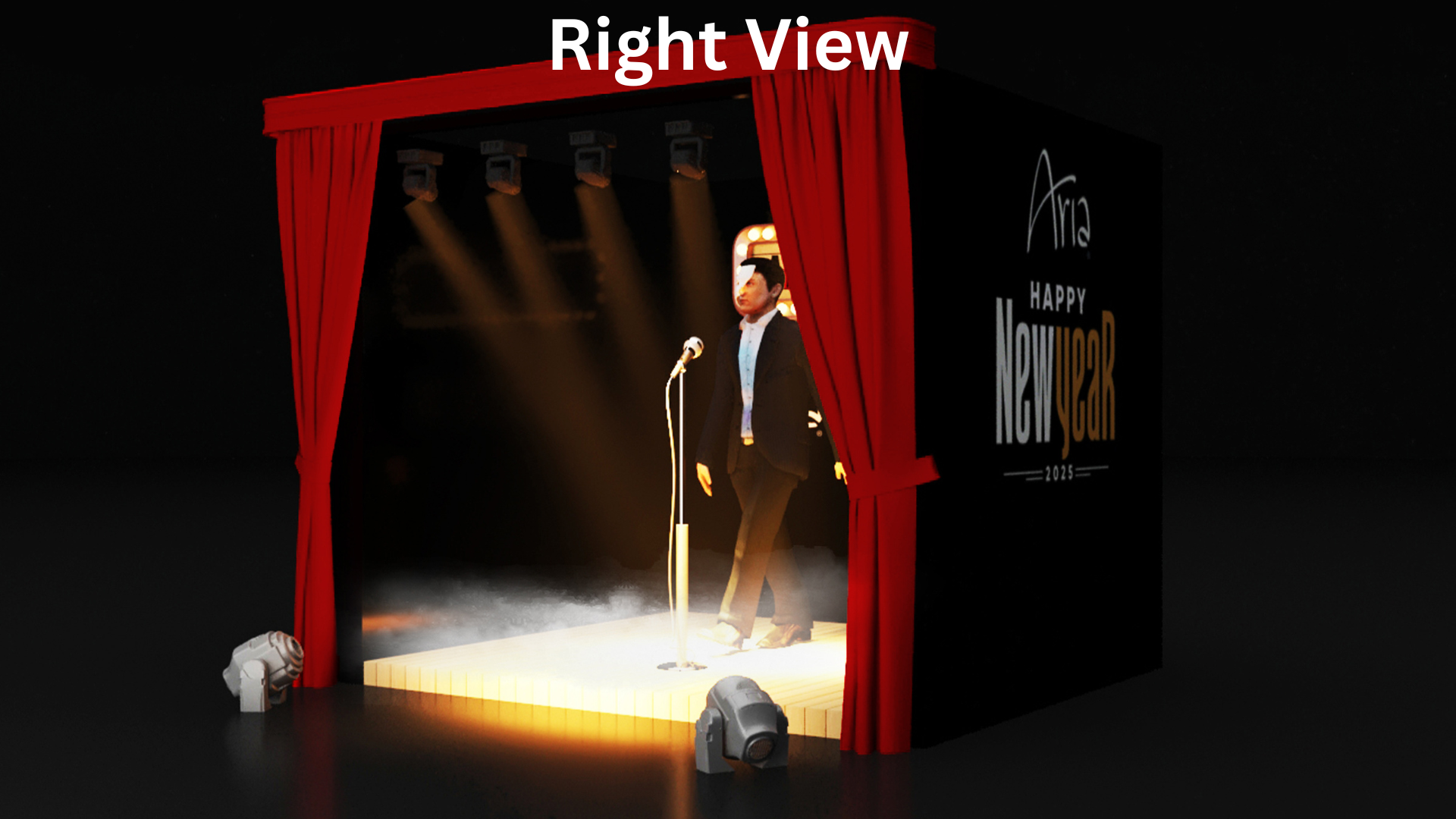 Aria scenic concept · right view · BoothMeUp custom fabrication