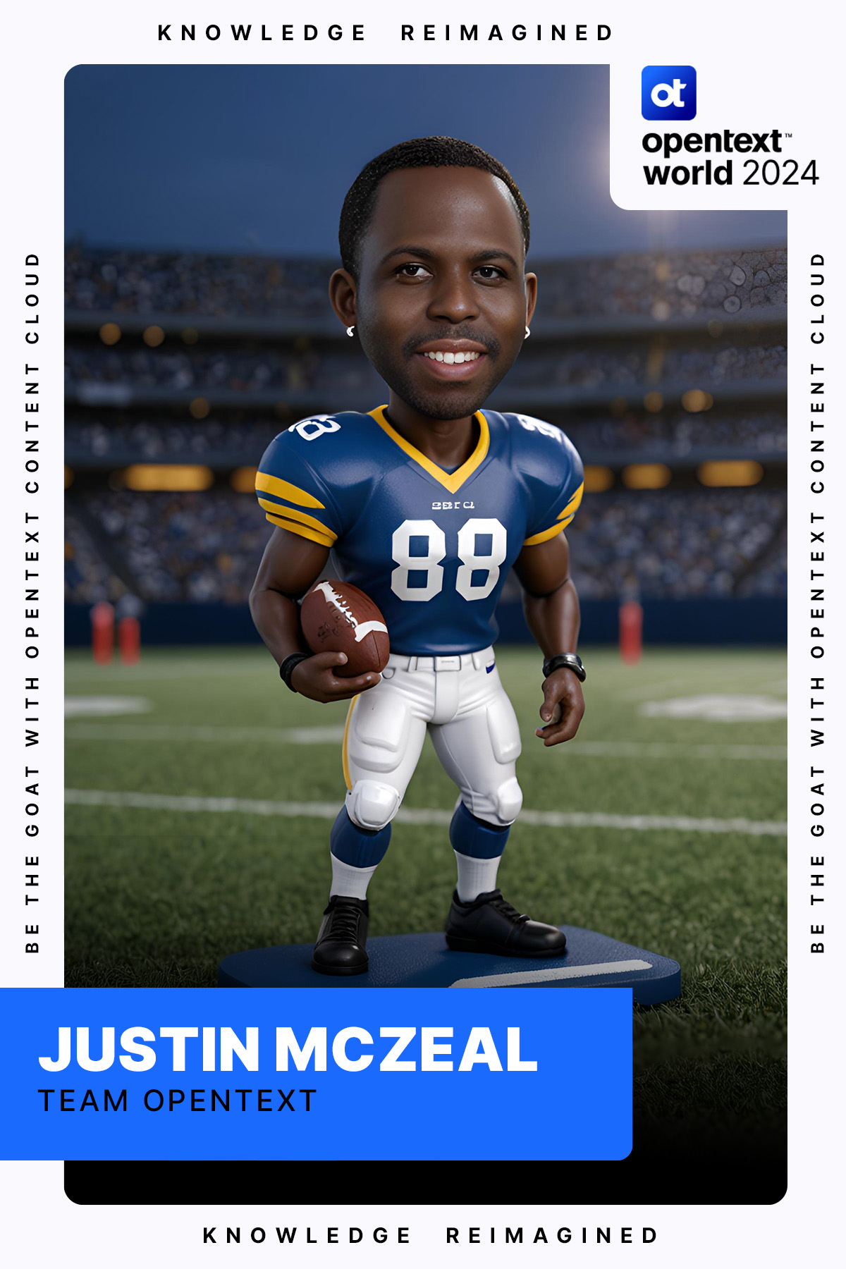OpenText AI sports-card example · BoothMeUp custom trading cards