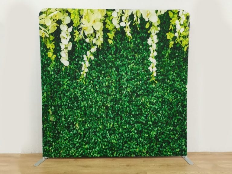 White Flower Hedge fabric photo backdrop · BoothMeUp