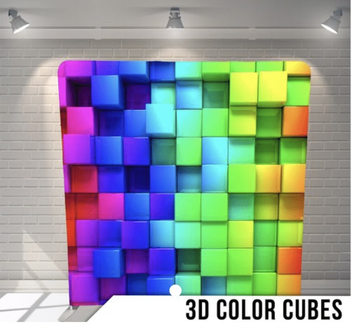 3D Color Cubes fabric photo backdrop · BoothMeUp