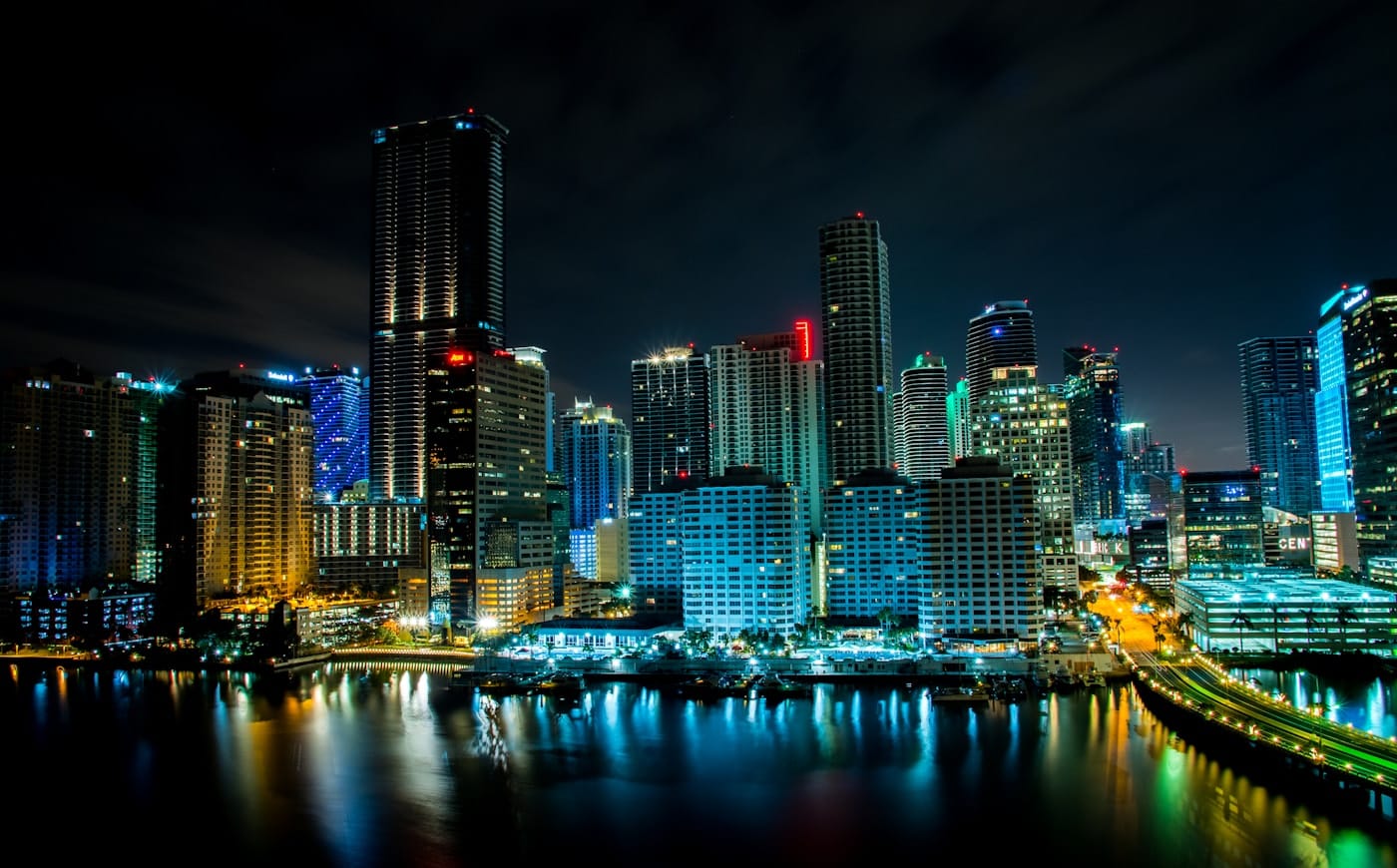 Brickell skyline illuminated along the Miami waterfront