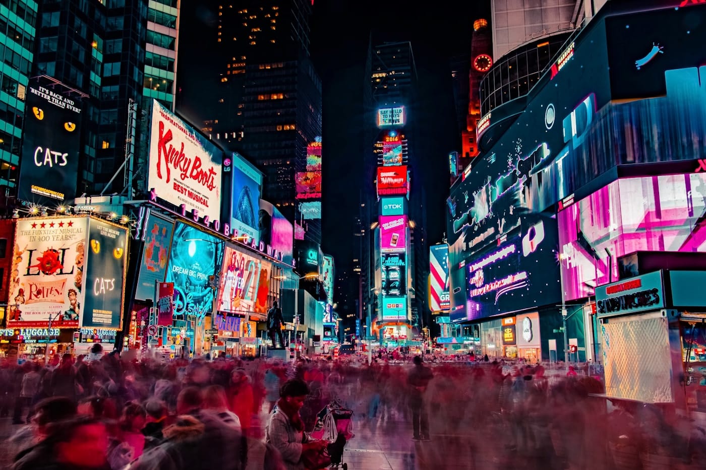 Times Square illuminated at night
