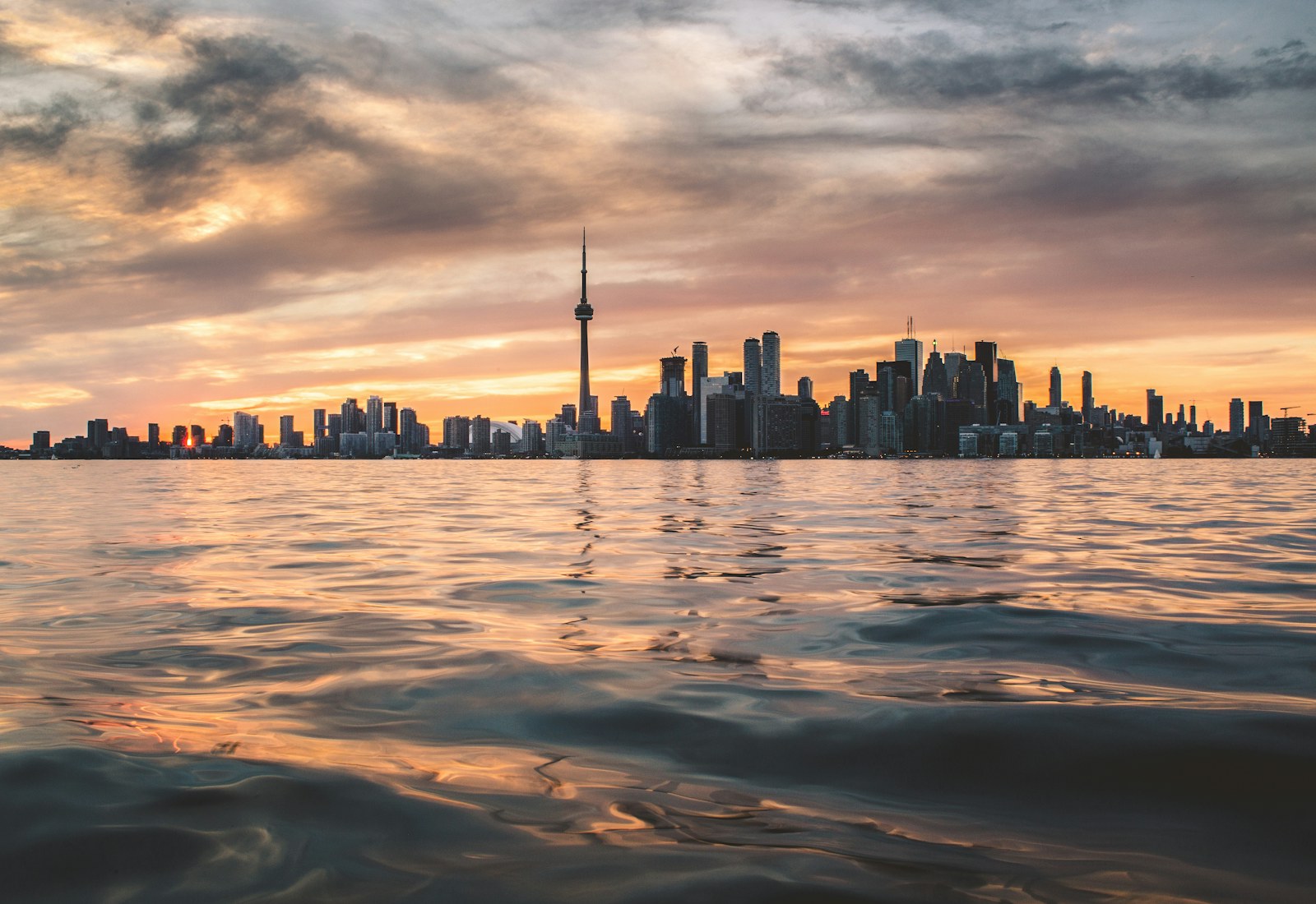 Downtown Toronto architecture at dusk