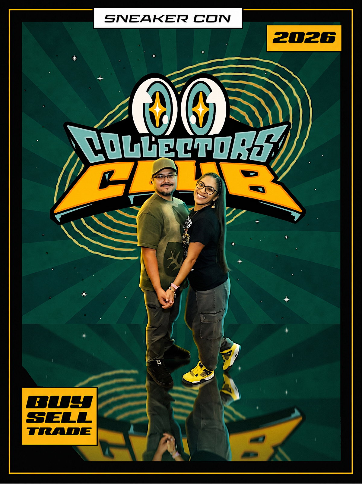 SneakerCon 2026 Collectors Club card featuring two guests