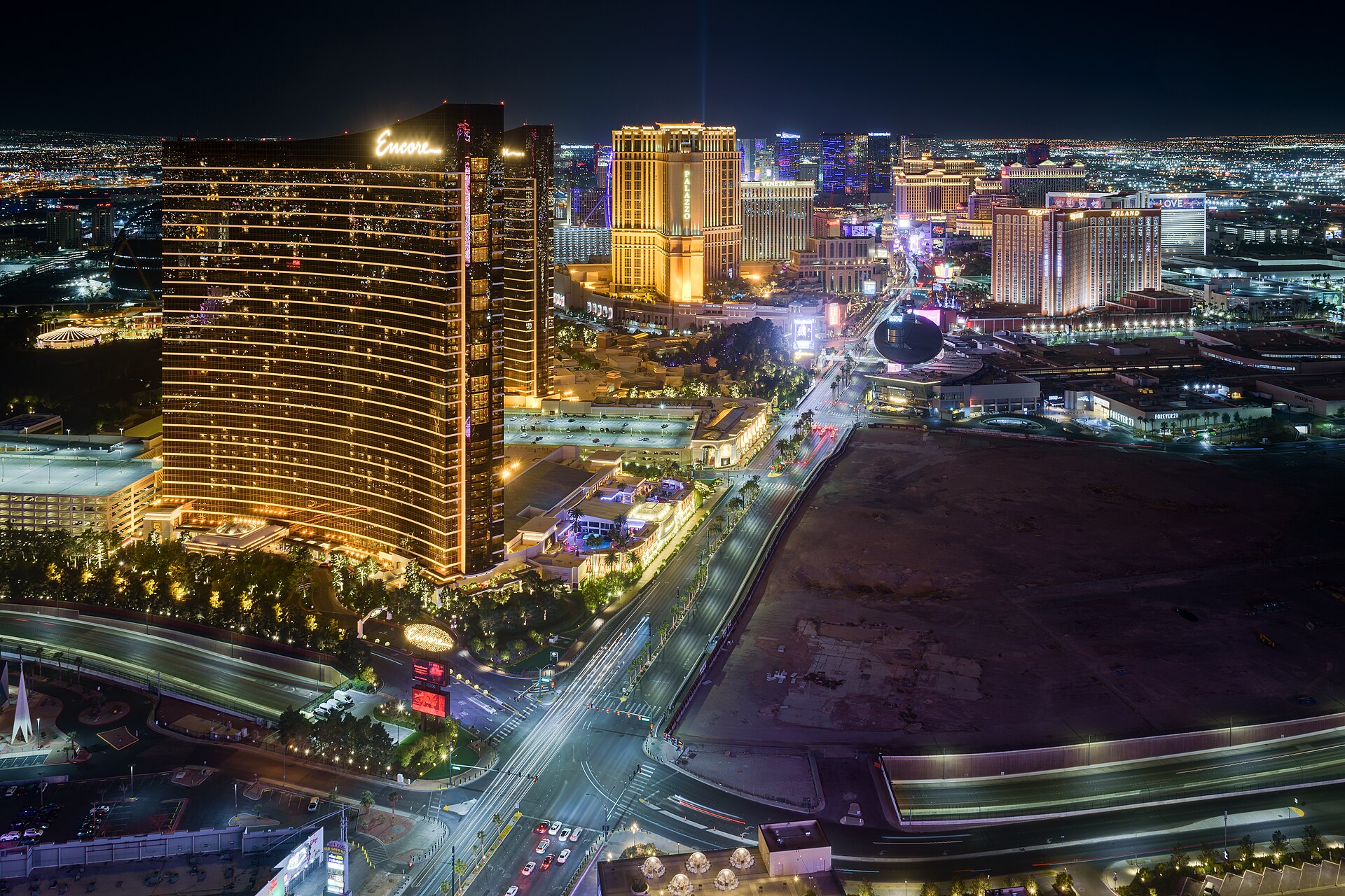 The Las Vegas Strip skyline illuminated at night from Resorts World