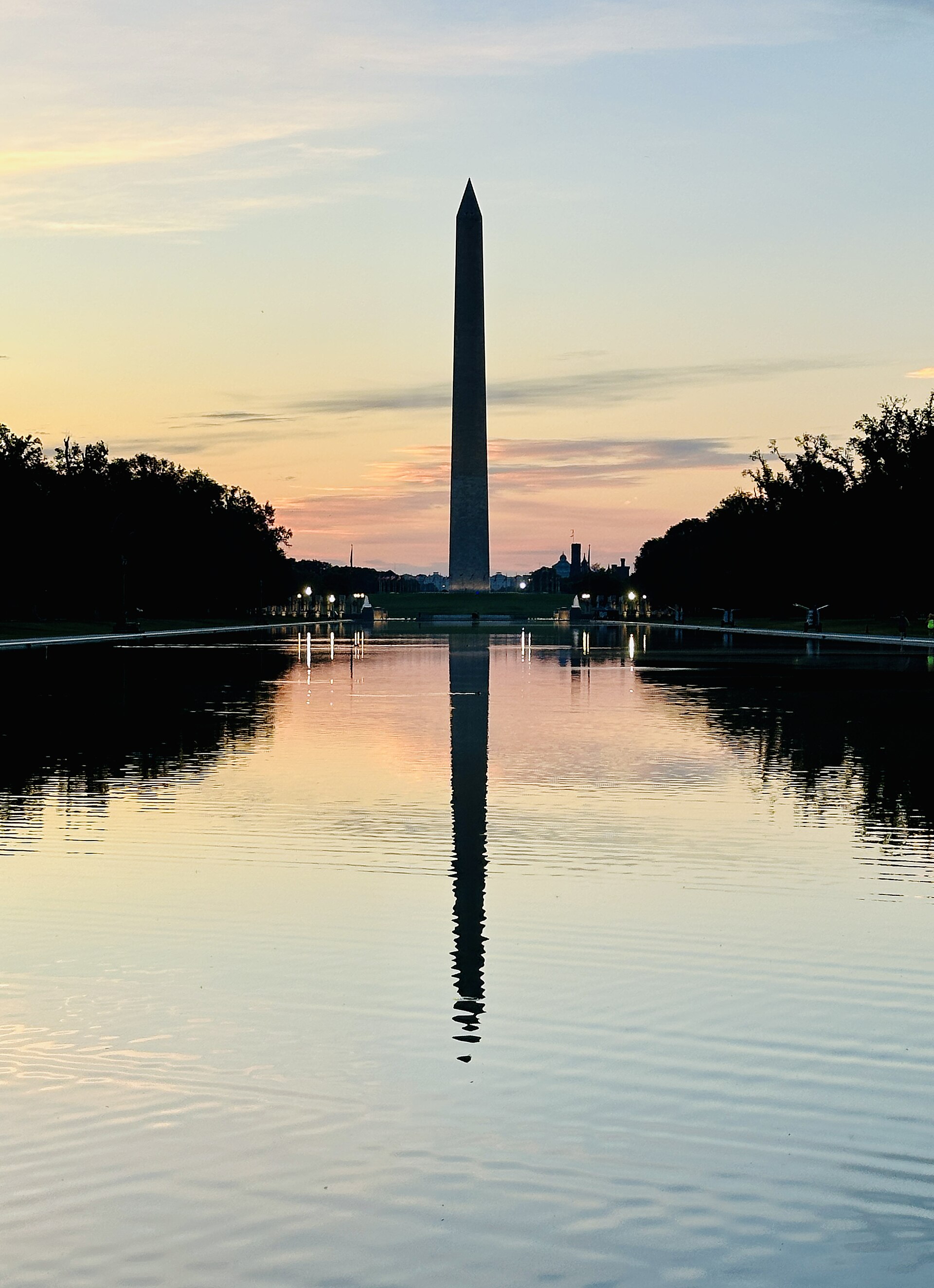 The Washington Monument reflected in the Lincoln Memorial Reflecting Pool