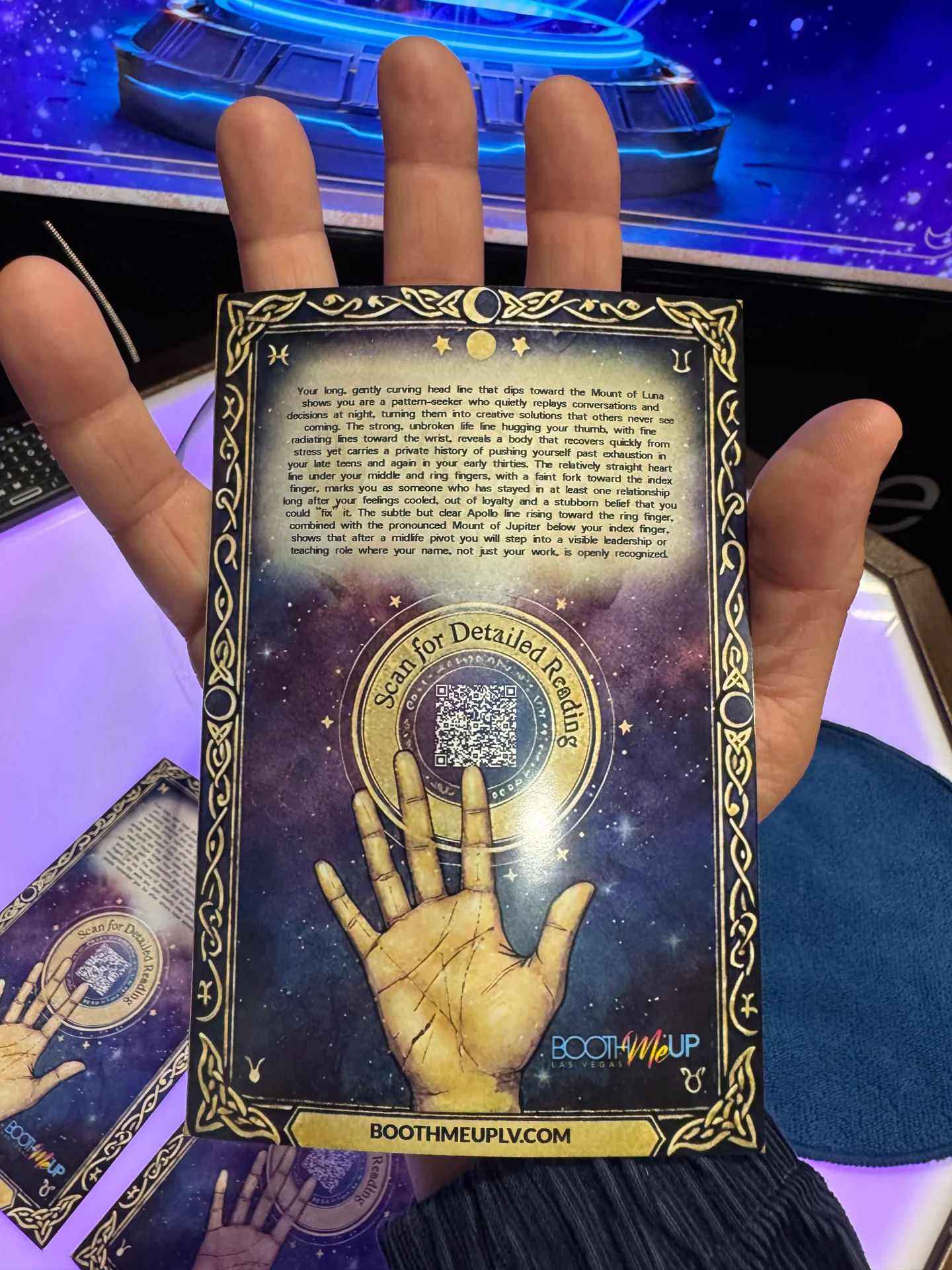 Printed palm-reading keepsake
