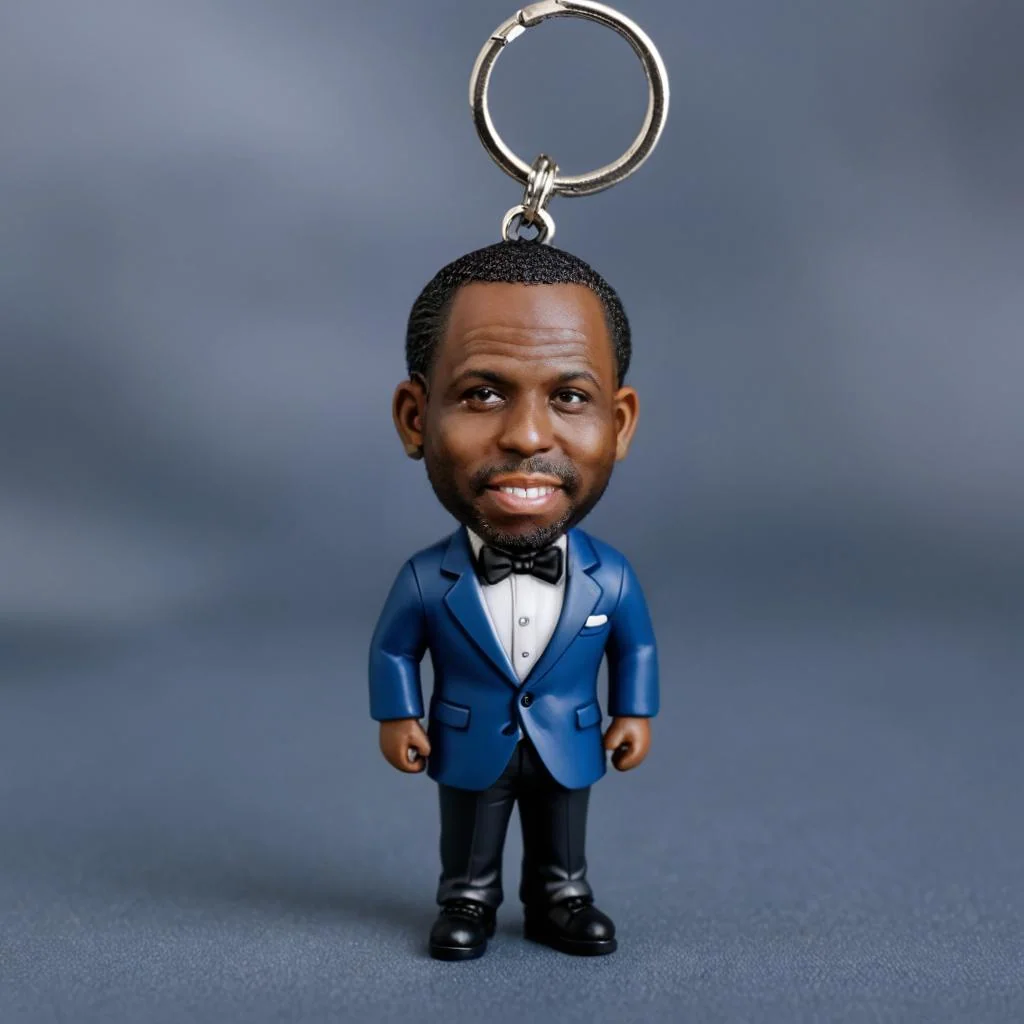 AI-generated personalized character keyring concept