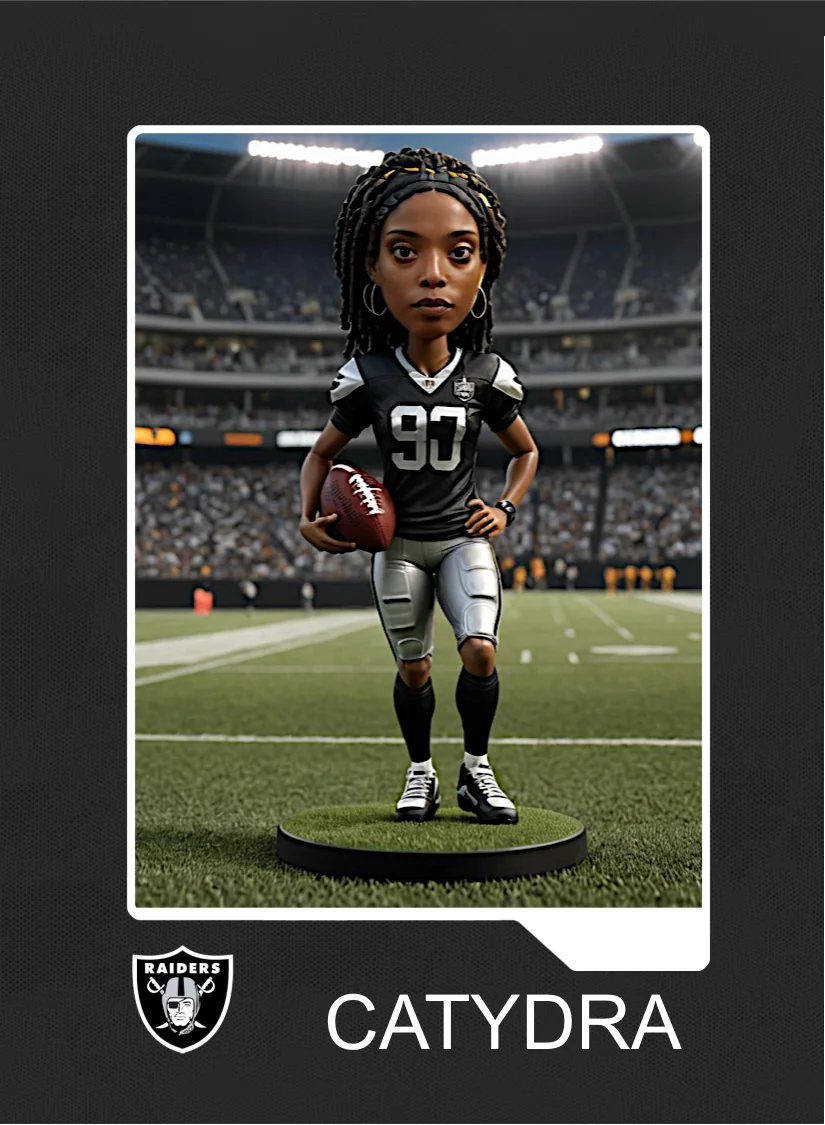 Football character card · GenAI Trading Cards example