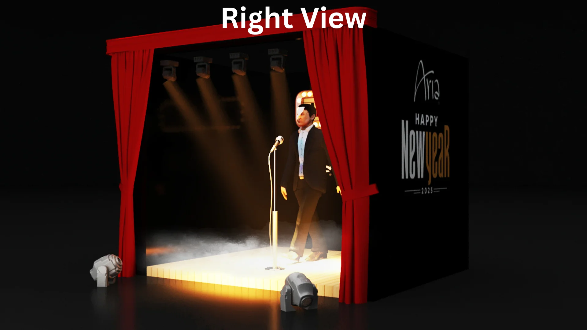 Aria scenic concept · right view · BoothMeUp custom fabrication