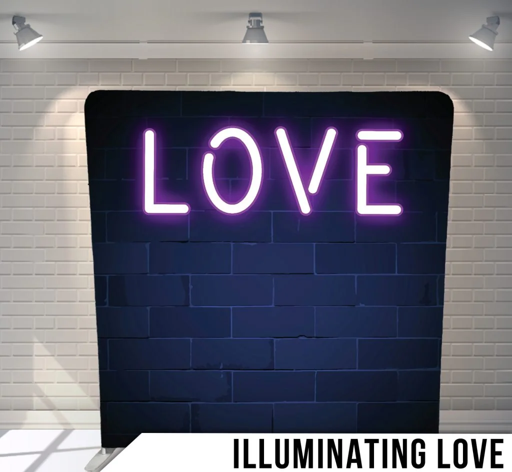 Illuminating Love fabric photo backdrop · BoothMeUp