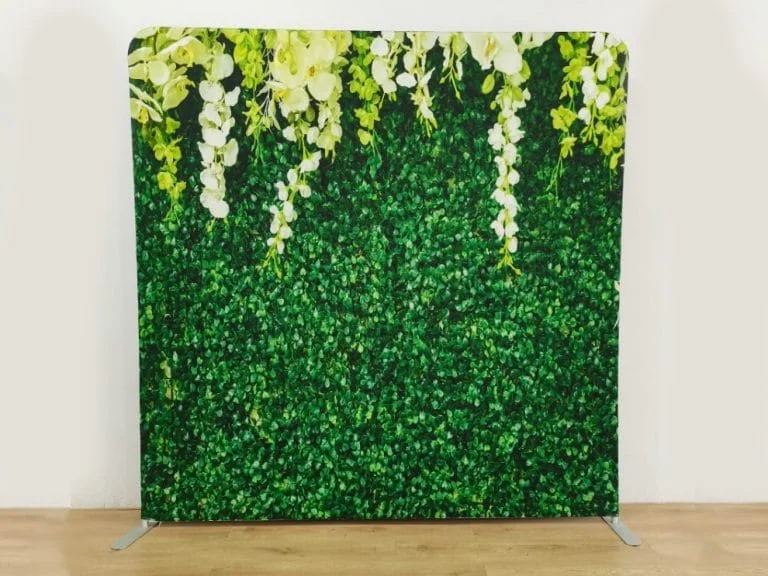 White Flower Hedge fabric photo backdrop · BoothMeUp