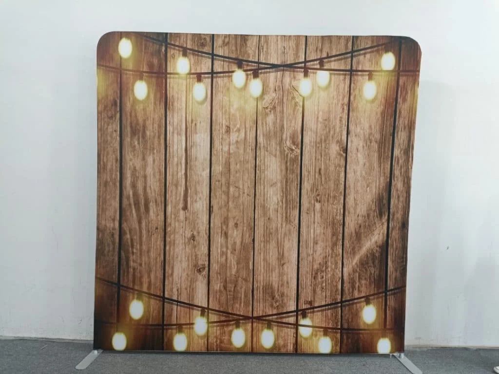 Wood Lights fabric photo backdrop · BoothMeUp