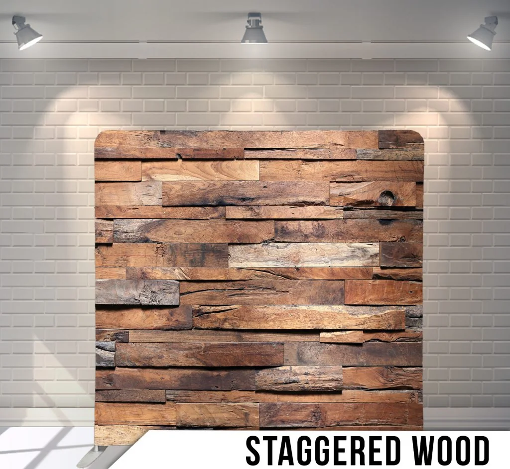 Staggered Wood fabric photo backdrop · BoothMeUp