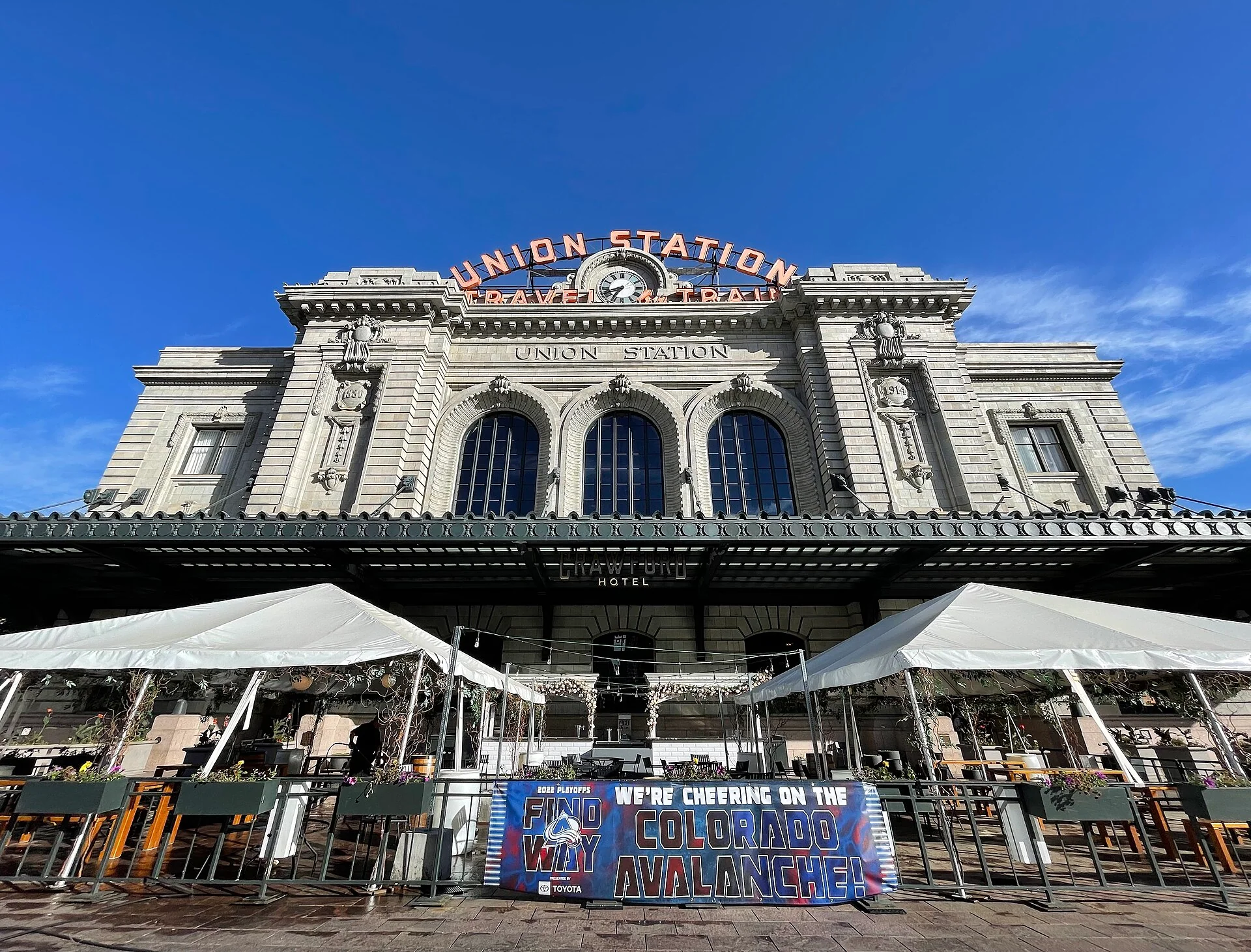 The historic Denver Union Station exterior in downtown Denver