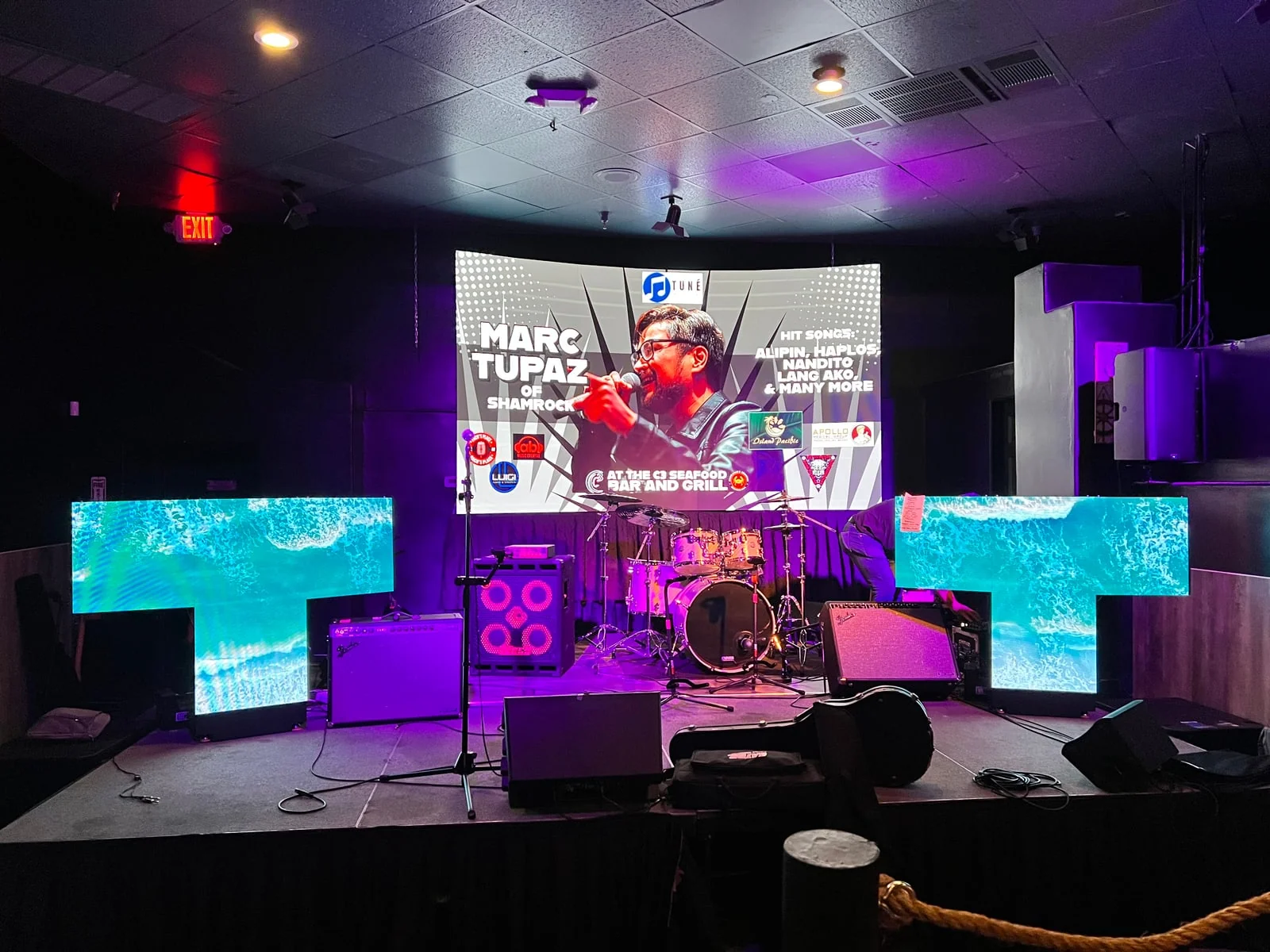 LED screens arranged around a live-performance stage