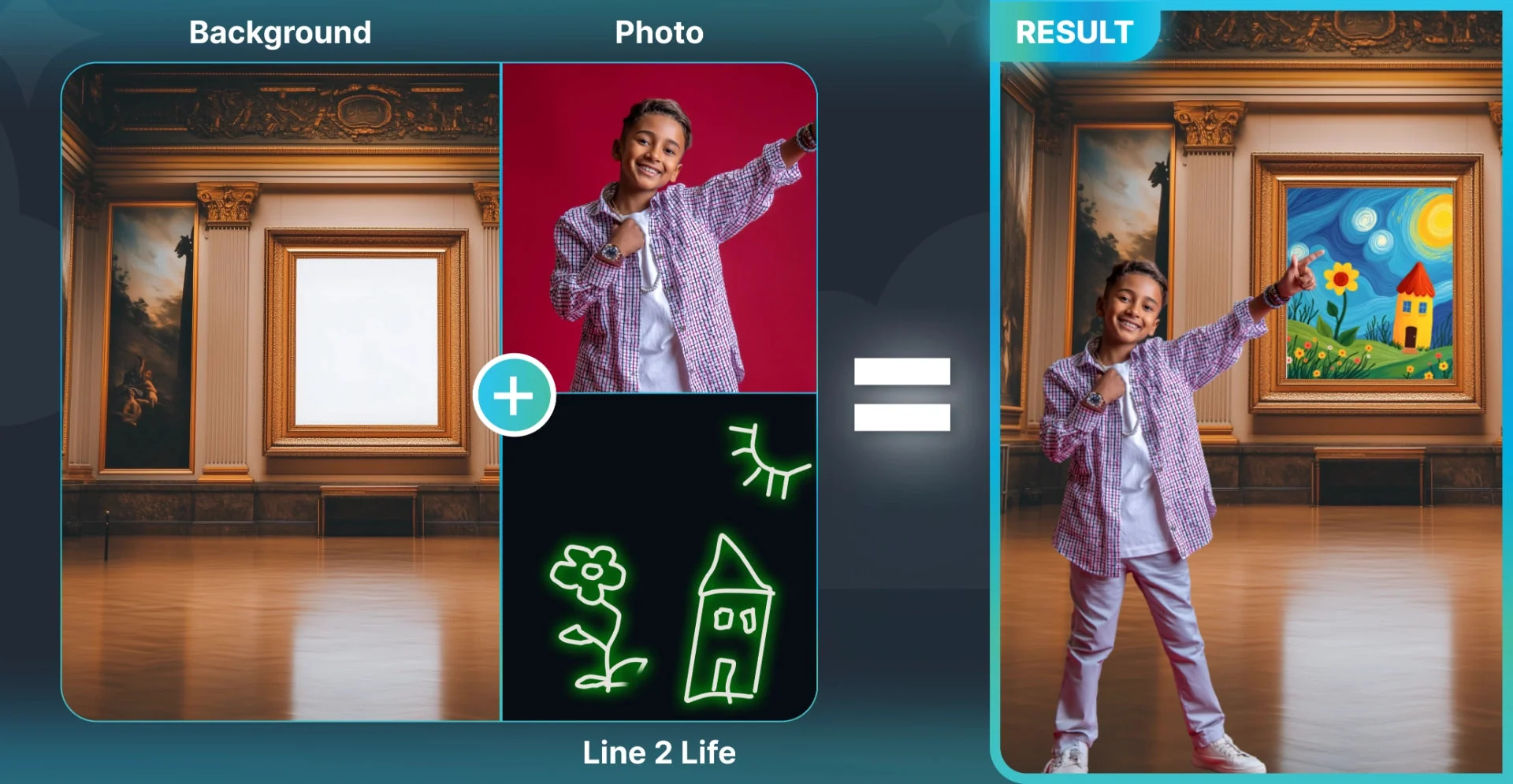 Creative example illustrating the drawing-to-image transformation