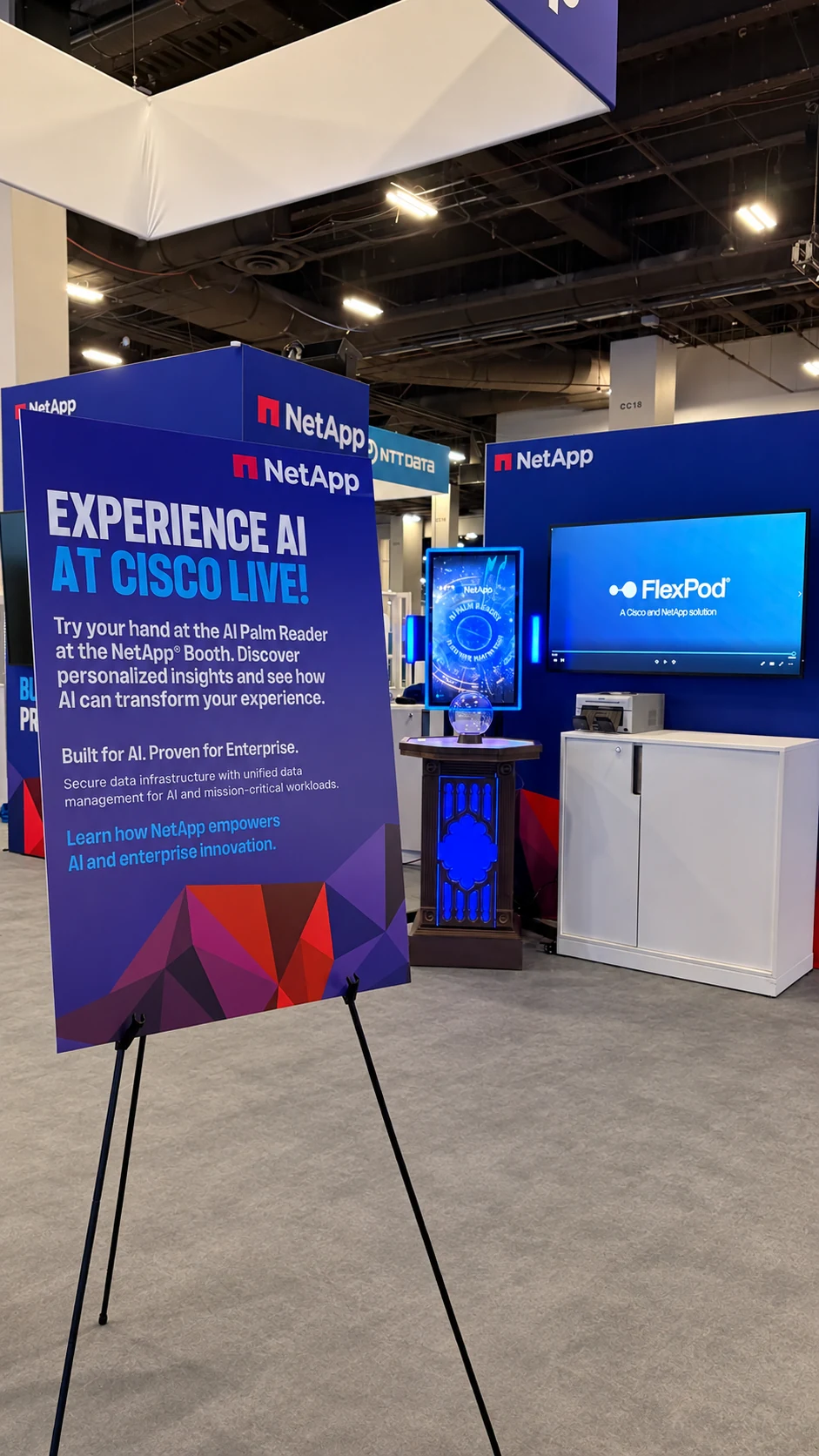 BoothMeUp AI Palm Reader installation for NetApp at Cisco Live