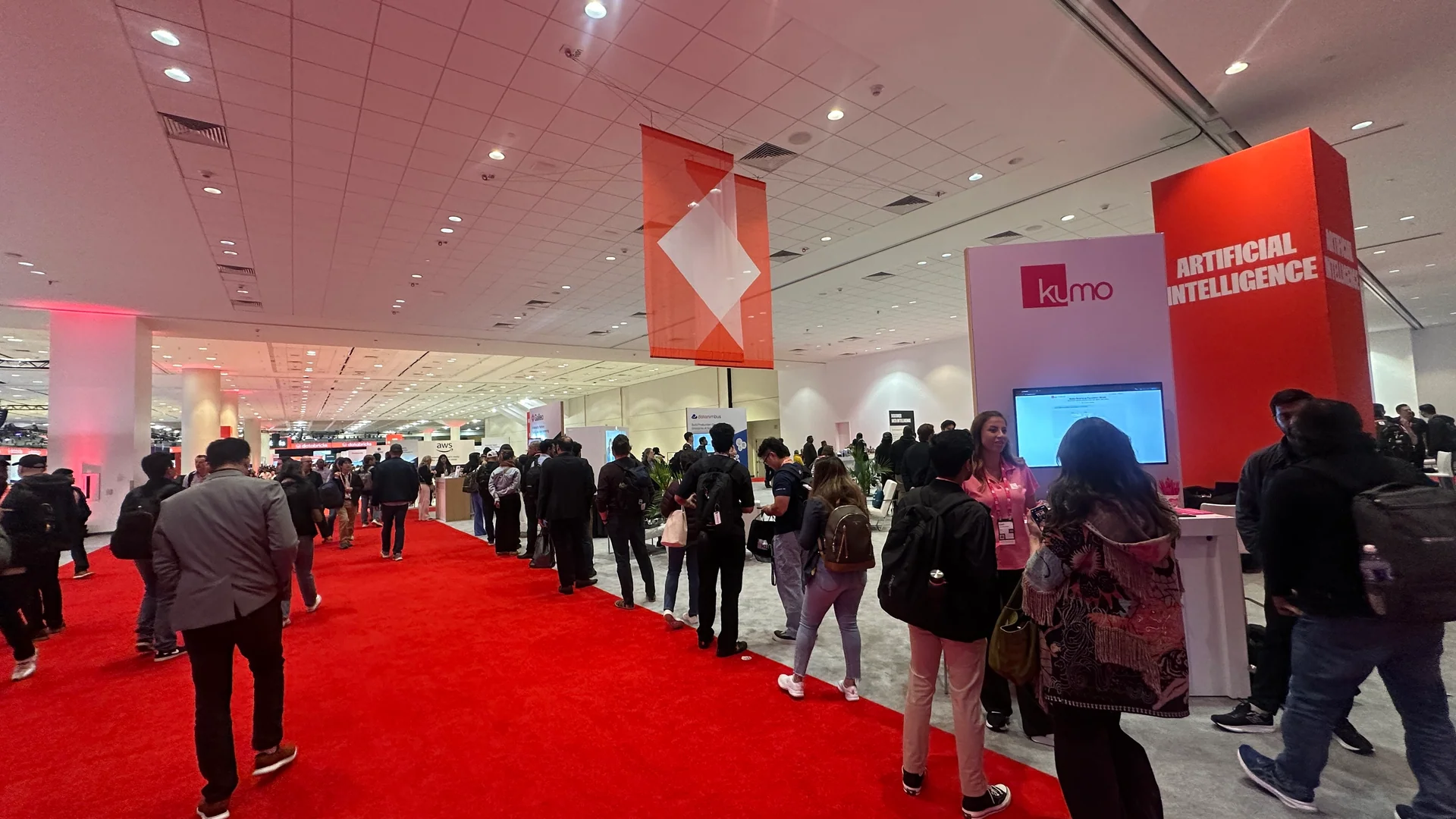 Audience queue at a Databricks Generative AI Trading Cards activation