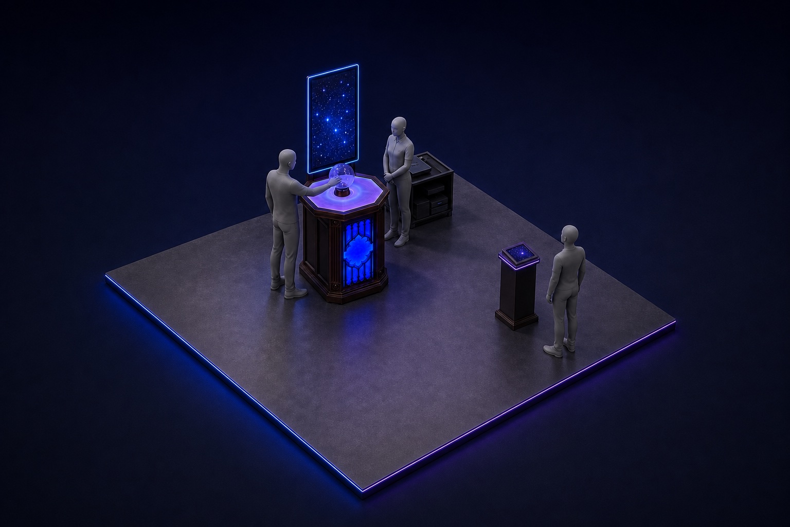 Illustrative Palm Reader area with crystal-ball reader, host and separate result handoff