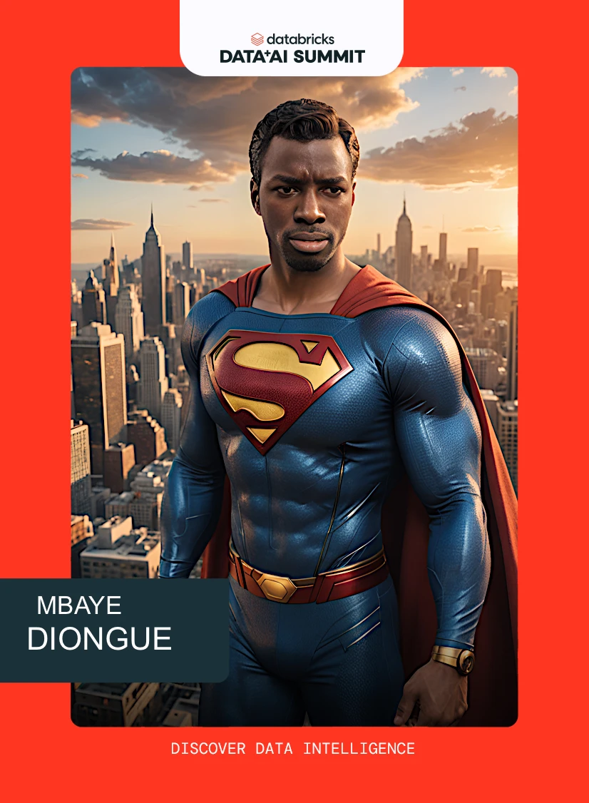 Data + AI Summit · Finished branded trading card, generated from the matching event portrait